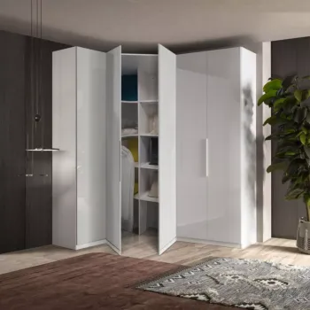 cabina angolare bianco lucido 5 ante
