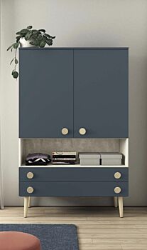 Armadietto H184 con 2 ante e 2 cassetti, finitura Blu opale