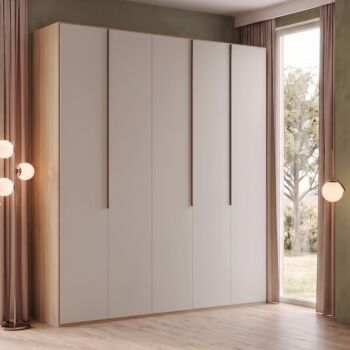 Armadio Rovere nordico e Grigio seta, 5 ante, L.246 H.295