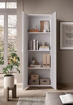 Armadio 2 ante e 3 ripiani H.180 cm, finitura Bianco 