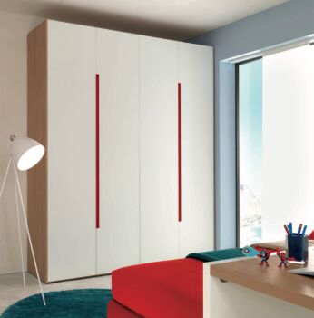 Armadio camerette Moretti Compact, Bianco frassino e Olmo