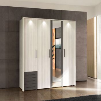 armadio stile industriale bianco frassino