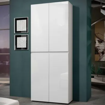 Armadio multiuso 4 ante minimal Bianco lucido in offerta
