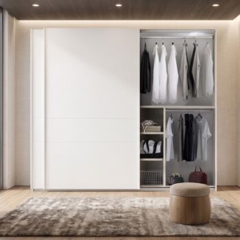 Armadio scorrevole scontato, bianco opaco, made in Italy Zenzero Shop