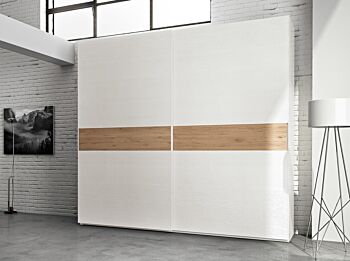 Armadio 2 ante scorrevoli Bianco frassinato con fascia in Rovere nordico