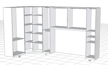 Armadio a ponte con angolo, Bianco opaco e Blu navy, L.410 x 213