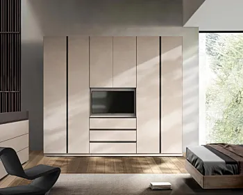 Armadio con tv girevole, finitura cashmere, prevendita a prezzo scontato, spedizione gratuita