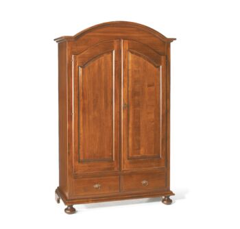 Armadio classico in legno con 2 porte e 2 cassetti, finitura noce