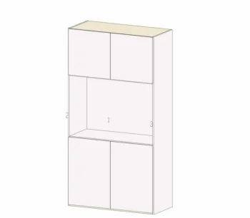 Armadio con vano, 4 ante, Bianco opaco
