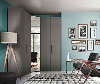armadio con specchio angolare grigio