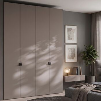 Armadio 4 ante battenti, disponibile in diverse altezze, Grigio cenere