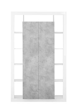 Colonna dispensa a 2 ante moderna, colori Bianco lucido e Cemento