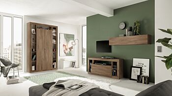 Colonna libreria, dispensa a 2 ante, finitura Mercure, Made in Italy