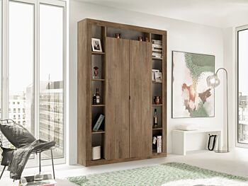 Colonna libreria, dispensa a 2 ante, finitura Mercure, Made in Italy
