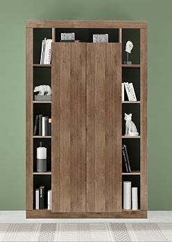 Colonna libreria, dispensa a 2 ante, finitura Mercure, Made in Italy