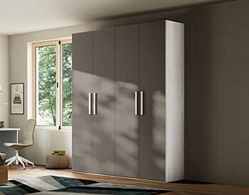 Armadio Grigio cenere e Bianco altea H.234, 4 ante battenti