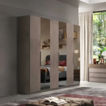 Camera matrimoniale Bronzo con letto in tessuto, collezione Mondo Zenzero Shop