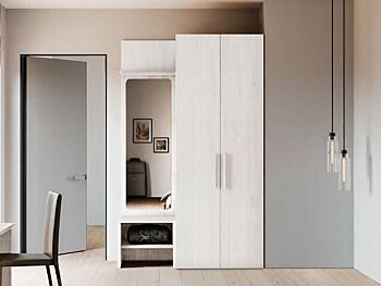 Armadio 2 ante con boiserie, finitura Bianco altea