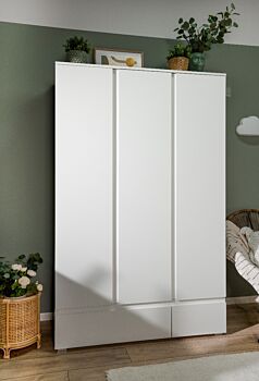 Armadio multiuso Bianco Opaco con 3 ante 2 cassetti