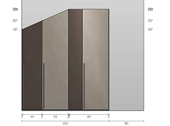 Armadio mansarda 4 ante, Bronzo e Sandstone, L.199