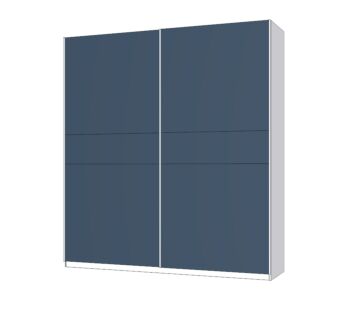 Armadio 2 ante scorrevoli, Bianco opaco e Blu navy, L.220