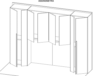 Armadio ponte matrimoniale, L.412 H,295, Rovere nordico e Visone