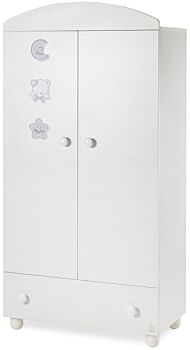 Culla moderna Grizzly con ruote, finitura bianco con decori grigi Zenzero Shop