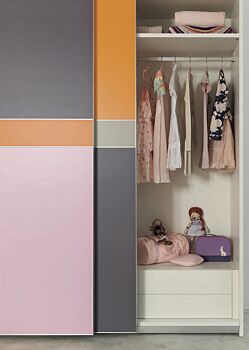 Armadio camerette Moretti Compact a 2 ante, Mora, Peonia e Mandarino laccato