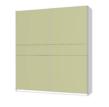 Armadio 2 ante scorrevoli, Bianco opaco e Verde pistacchio, L.220