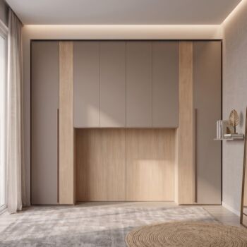 Armadio ponte matrimoniale, L.412 H,295, Rovere nordico e Visone