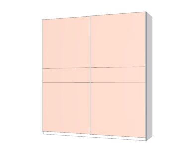 Armadio 2 ante scorrevoli, Bianco opaco e Flamingo, L.220