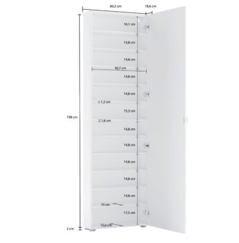 Elegante Scarpiera ad un'anta con specchio, Made in Italy
