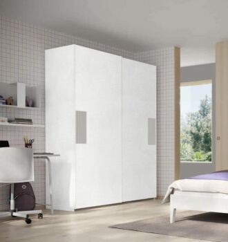 Armadio scorrevole Bianco opaco con inserti Grigio dorian