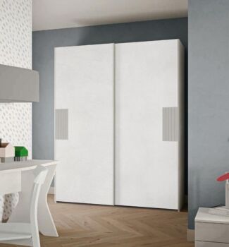 Armadio scorrevole Bianco opaco con inserti Grigio dorian