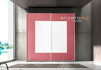 Armadio Square 2 ante scorrevoli bianco opaco e rosso