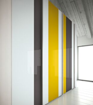 Armadio 6 ante battenti vetro Giallo, Antracite e Grigio