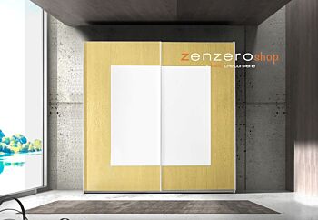 Armadio Square 2 ante scorrevoli bianco opaco e giallo