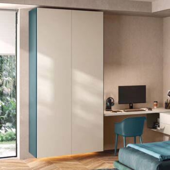 Armadio sospeso Fly, Moretti Compact, 2 ante, Quarzo e Pavone