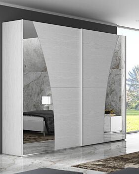 Maxi armadio scorrevole di design Poiana finitura Frassino gesso con specchi Zenzero Shop