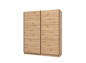 Armadio scorrevole 180 cm, stile industy, finitura Rovere