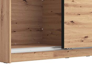 Armadio scorrevole 180 cm, stile industy, finitura Rovere