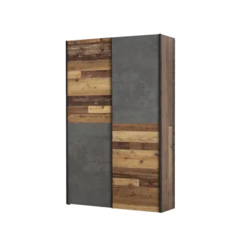 Armadio da ufficio con ante scorrevoli, 121x42x191 h cm, Rovere invecchiato e Ossido