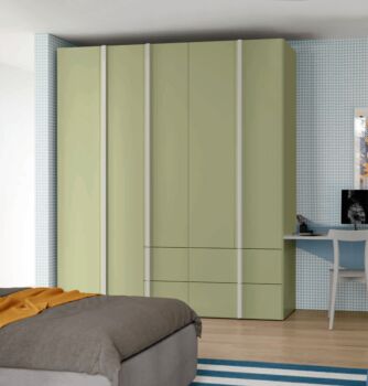 Armadio battente Verde Oliva e Grigio dorian, 5 ante 4 cassetti