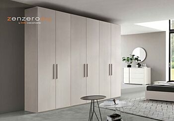 Armadio moderno 6 ante battenti, finitura larice bianco