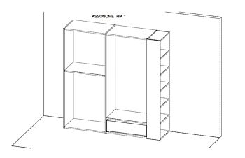 Armadio battente camerette con libreria Moretti Compact, Bianco, Grafite e Ciliegia