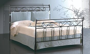 Letto matrimoniale Fred  in ferro battuto in finitura Nero satinato