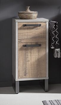 Mobile x bagno in finitura cemento e rovere invecchiato