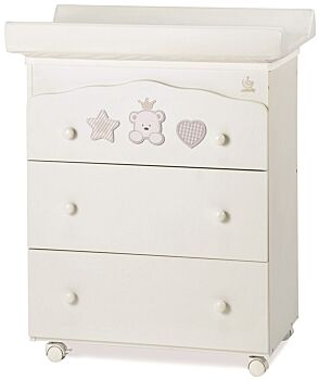 Culla Baloo con ruote, bianca con decori