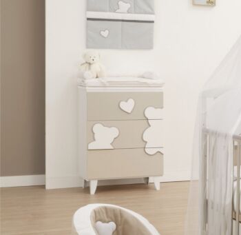 Bagnetto per neonati Winnie, bianco e Choco con decori orsetto