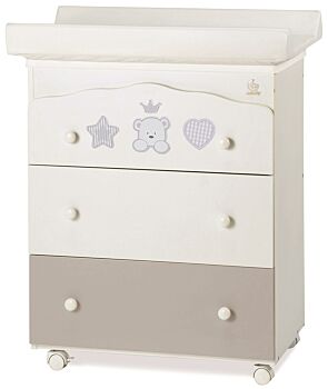 Culla moderna Baloo con ruote, finitura Choco con decori